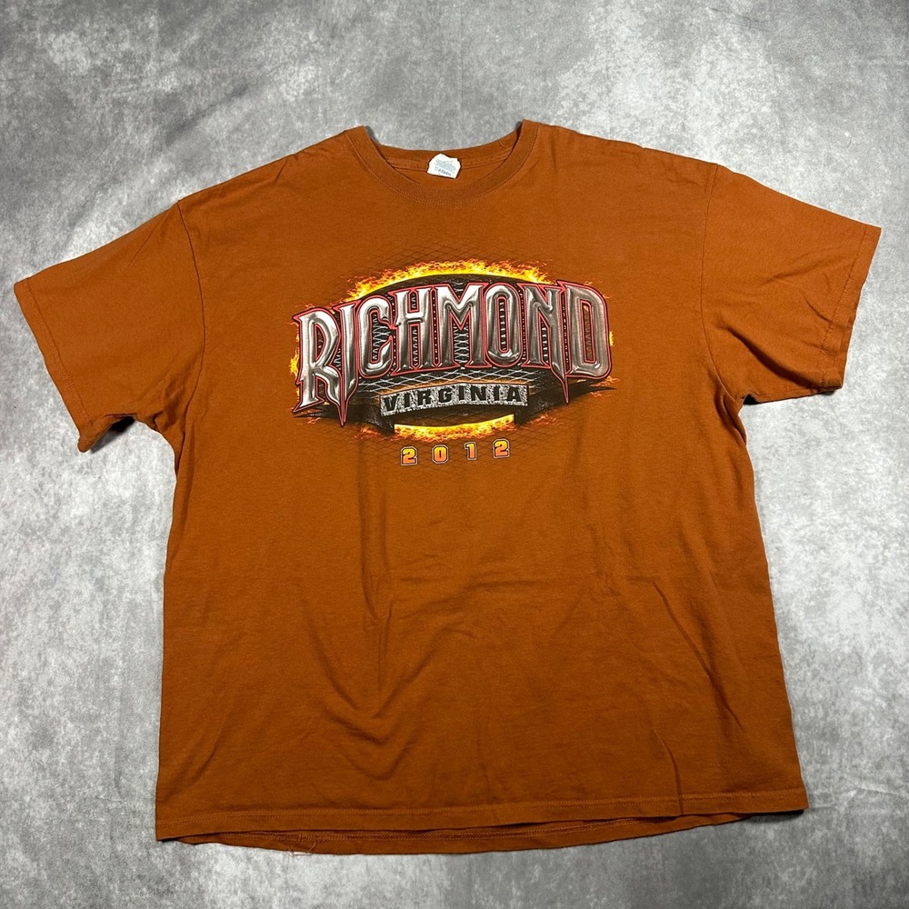 Richmond VA 2012 Kickin Asphalt Racing T Shirt Mens 2XL Burnt Orange Graphic Tee